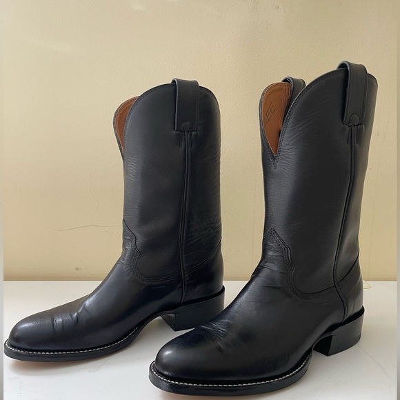 NWT Alberta Boot Black Kangaroo Leather Western Cowboy Boots Men Size 8.5 US - Picture 1 of 8